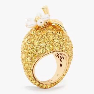 Kate Spade Fresh Squeeze Lemon Statement Cocktail Ring Size 7